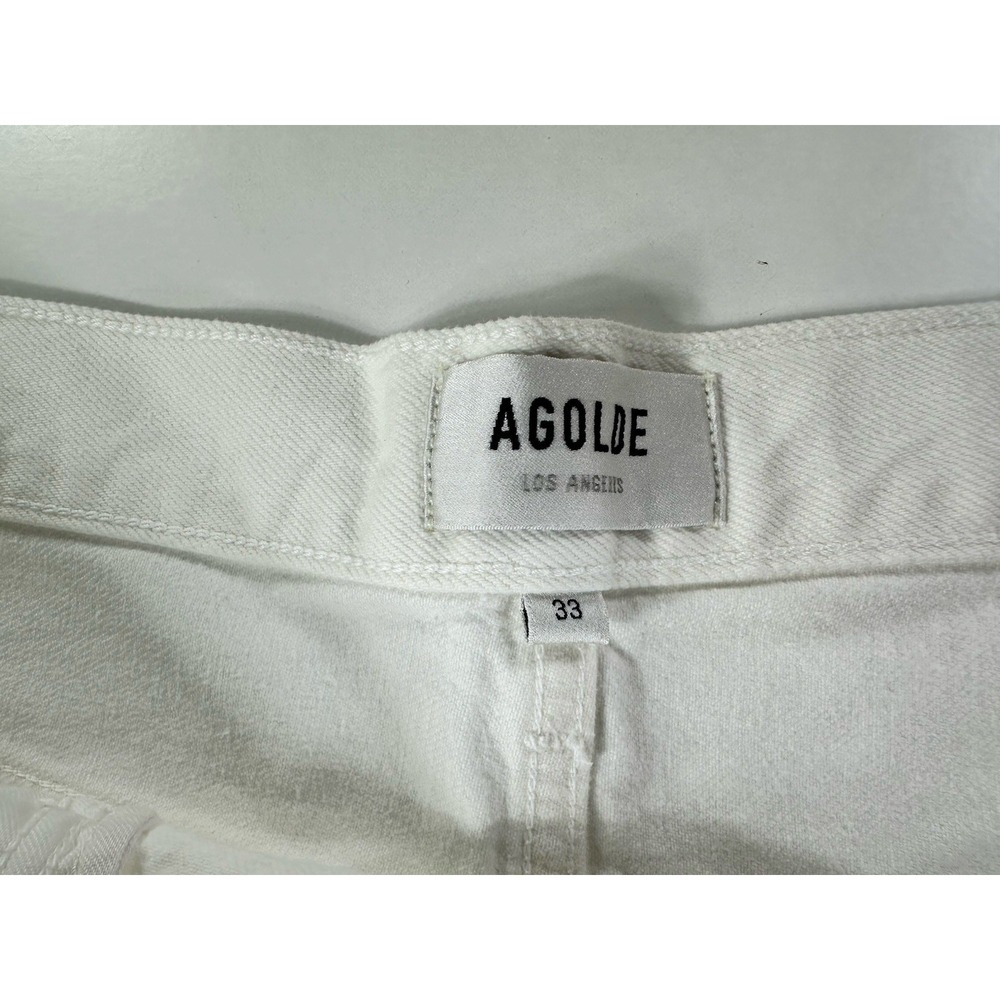 AGOLDE Sz 33 Parker Long White Button Fly Loose Fit Shorts High-Rise 4" Inseam - Picture 4 of 7